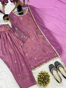 Nuevo Salwar Kameez de Diseño Moderno con Dupatta, Tela de Seda Pesada Reversible, Exportaciones Zain, para Todas las Temporadas, para Bodas - Product Image 6