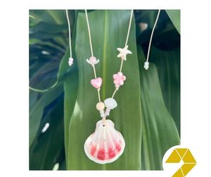 Collar de concha marina costera tropical, pulsera de perlas de estrella de mar, collar de concha marina hecho a mano de verano, gargantilla de perlas, joyería de estrella de mar - Product Image 4
