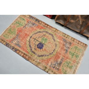 พรมวินเทจสไตล์ตุรกี ขนาด 2.3x4.3 ฟุต พรมขนาดเล็ก สีส้มล้วน - Product Image 4
