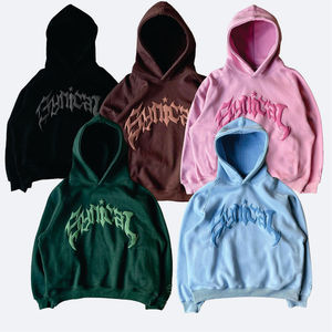 Pháp Terry Slim Fit 500 GSM tùy chỉnh Puff Màn hình in ấn màu xám màu tùy chỉnh khâu đồ họa Thả Vai nặng Hoodie - Product Image 1