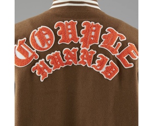 Wholesale Custom Logo Chenille Embroidery Patch Brown Male Leather Sleeves Varsity <b>Jacket</b> Men Vintage College <b>Jackets</b> - Product Image 4