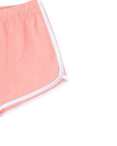 Shorts de course pour femmes en pêche avec bordure blanche, taille élastique et cordon de serrage, vêtements de sport d'été, séchage rapide, shorts de sport décontractés - Product Image 2