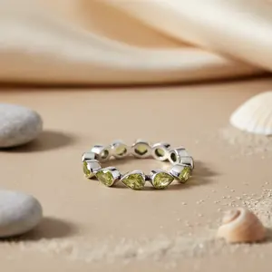 925 Silver Ring with Peridot Gemstone Rhodium and Gold Plated Platinum Material <b>Set</b> with Zircon for Wedding Women's Jewelry - Product Image 1