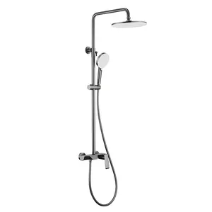 Unique Gun Metal Finished Brass Bath Shower Mixer Tap Round Shape Wall Hung Bathroom Faucet Rainfall Shower Set