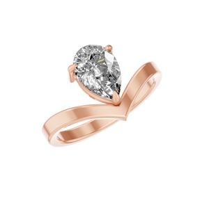 Anillo de compromiso clásico de oro macizo de 14 quilates para mujer con ajuste de punta minimalista de diamante de corte de pera certificado IGI - Product Image 1