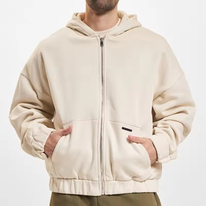 2025 Customized Mens Boxy Zipper Hoodie Custom Printed Plain Full <b>Zip</b> up <b>Hoodies</b> Sweatshirts with <b>Pocket</b> - Product Image 1