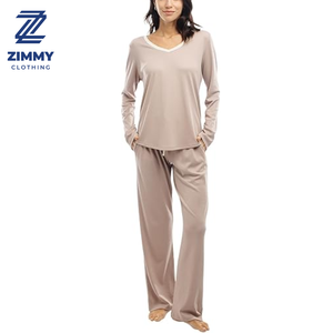 Conjunto de ropa de dormir con personajes de dibujos animados para mujer, tela de punto con cintura elástica para primavera, fábrica al por mayor - Product Image 1