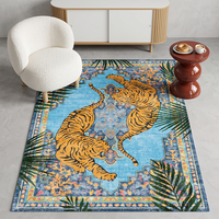Tapis d'anime sur mesure en gros, motif tigre, grand tapis de prière, bleu vintage, tapis de décoration pour salon