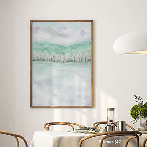 Modern Pastel Winter Wonderland Landscape Premium Canvas Art avec cadre en bois-Vente en gros - Product Image 2