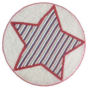 Handmade Shape Coaster for Kitchen Decor <b>Beaded</b> Embroidery Seed Beads Cotton <b>Fabric</b> Drink Coaster From India - Product Image 3