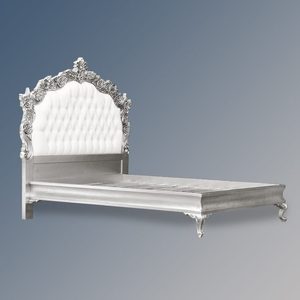 Lit de Louis XV Patrice en bois d'acajou de haute qualité avec finition argentée et sculpté pour meubles de chambre à coucher - Product Image 3