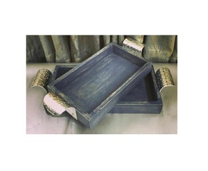 Plateau de service haut de gamme en acier inoxydable et poignée en agate pour la maison, hôtel et restaurant, ensemble de 2 pièces, plateau de service, plateaux de fruits - Product Image 4