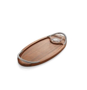 Bandeja de madera de mango pulido oscuro de Metal de forma ovalada, servidor de alimentos más vendido, utensilios de cocina, plato de comida - Product Image 1