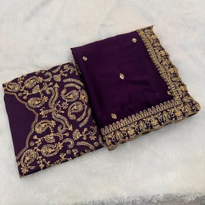 บอลลีวู้ดดีไซเนอร์งานแต่งงานปาร์ตี้ rangoli Saree ผ้าไหมสีม่วงกับชนเผ่าเสื้อแฟนซีสวยงานขายดีที่สุด - Product Image 6