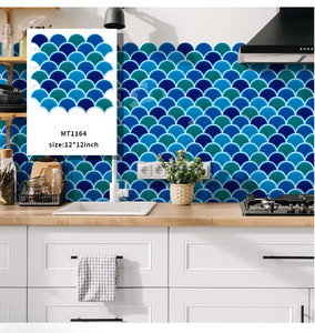 Jorunns 3D màu xanh lá cây cá Quy mô vỏ và dính tường gạch hình nền Sticker PVC Panel tường Vinyl PEL và dính gạch - Product Image 6