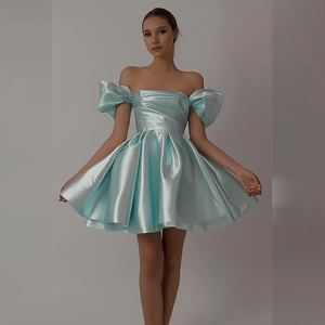 Vestido de Mujer Personalizado, Mini Vestido de Noche Elegante, Informal, de Moda, Color <span class=keywords><strong>Aguamarina</strong></span>, para Fiesta de Bodas, con Tirantes Desmontables - Product Image 1