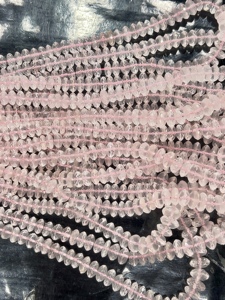 Natural Rose Quartz 7-8mm German <b>Cut</b> Faceted <b>Disc</b> Rondelle <b>Stone</b> Beads 14 Inch Strand for Jewelry Making and Craft - Product Image 3