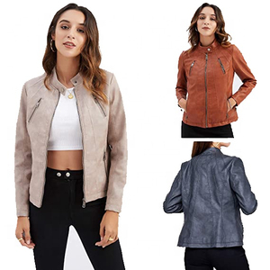 Chaqueta de Cuero con Cremallera de Manga Larga, Fabricante Personalizado al por Mayor, Venta Directa de Fábrica, Chaquetas de Cuero para Mujer - Product Image 6