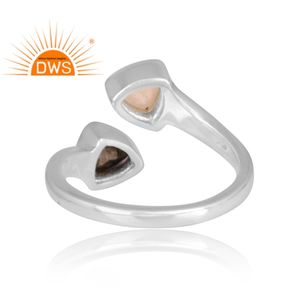 แหวนโอปอลและพลอยไพไรต์ธรรมชาติทำจากเงินสเตอร์ลิงแหวนปรับได้ - Product Image 4