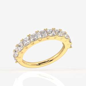 Princess Cut Moissanite Diamond Wedding Band 18K Gold <b>Ring</b> Elegant and Luxurious - Product Image 2