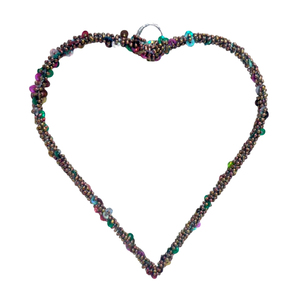 Fait à la main en vrac forme de coeur fer/perles noël suspendus ornement nickelé pour la maison vacances décoration de noël - Product Image 1