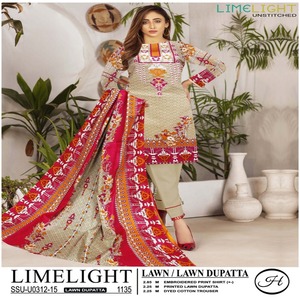 Élégant 3 pièces de haute qualité pour dames brodé coton de pelouse non cousu Salwar Kameez indien pakistanais maître copie séchage rapide tout - Product Image 5