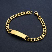 Pulsera Personalizada de Acero Inoxidable 18K PVD, Brazalete de Barra con Cadena Curb, Logotipo Grabado Personalizado, Joyería para Hombre