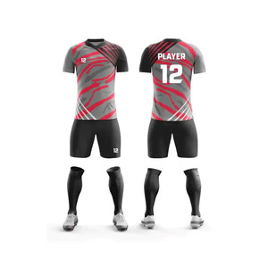ชุดเสื้อฟุตบอลแบบซับลิเมชั่นสั่งทำพิเศษสำหรับทีม ดีไซน์ใหม่ คอวี ผ้าระบายอากาศ แห้งเร็ว สกรีนชื่อทีมได้ ขายส่ง - Product Image 1