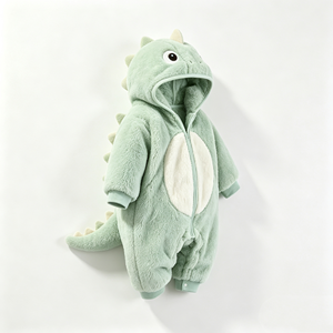 Mono de Felpa con Capucha de Dinosaurio Verde Personalizado para Bebé, Unisex, Recién Nacido, Disfraz de Animal, para Exportación Global - Product Image 4