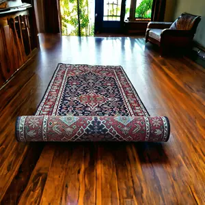 Karpet wol Persia simpul tangan indah warna hitam/merah karpet bordir buatan tangan rajutan tangan karpet wol kualitas bagus