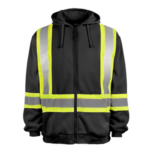 Haute visibilité respirant travail sweats à capuche fermeture éclair sweats de sécurité vestes Decussate réfléchissant vêtements de sécurité réfléchissants - Product Image 6