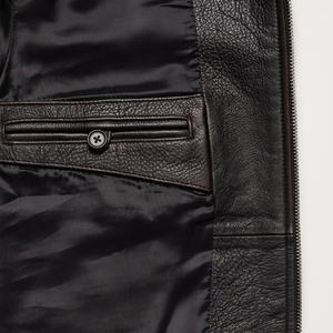 Chaqueta bomber de cuero para hombre con logotipo personalizado estampado bordado Vintage Streetwear invierno prendas de vestir exteriores fabricante - Product Image 4