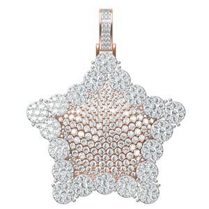 จี้925สุดหรูสีเงินสเตอร์ลิงฮิปฮอปสำหรับผู้ชายปรับแต่งรูปดาว VVS Moissanite จี้เพชรเครื่องประดับที่ประณีต - Product Image 1