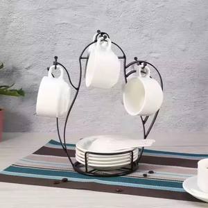 Tasse à café en forme de bouilloire en fil métallique vintage support d'arbre à double niveau pour garde-manger de comptoir utilisation pour verres à café tasses épices - Product Image 3