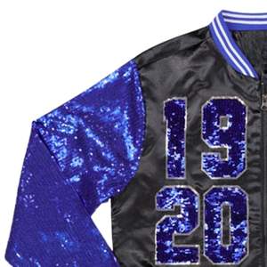 Zeta Phi Beta Sorority Sequin Jacket Noir Bleu 1920 Greek Life Apparel Broderie personnalisée ZPB Glitter Varsity Bomber Party Wear - Product Image 4