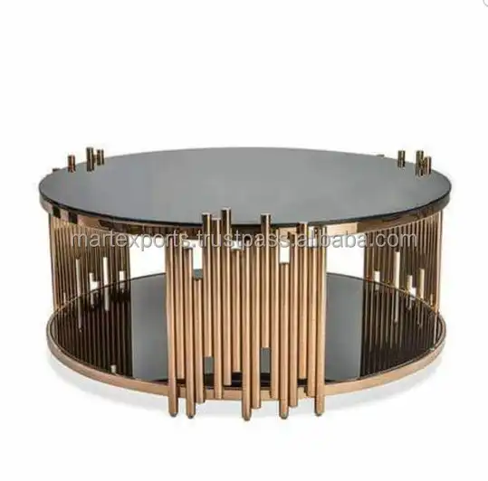 2022 Cheap Luxury Modern Gold Marble Glass Stainless Steel Home Furniture Side Table And Coffee Table