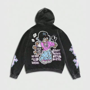 Sudadera con Capucha para Hombre, Corte Regular, 100% Algodón, Diseño Personalizable, Patrón de Personajes Bordados, Venta al Por Mayor - Product Image 5