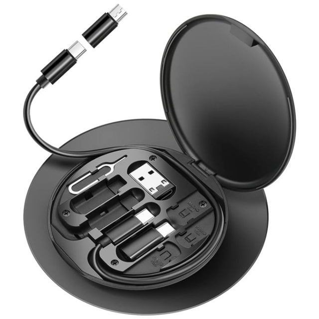 Multi-Function Data Cable Storage Box Set Fast Charging Type-C USB Cable with PVC Mobile Phone Holder for Computer Use