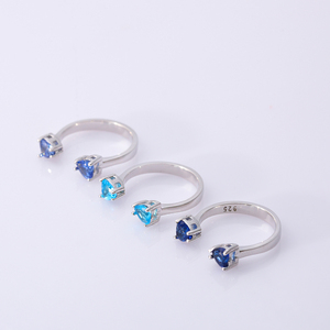 Heart Cut Aquamarine CZ Stone Design Adjustable <b>Silver</b> Ring Wholesale Turkish Handmade <b>Jewellery</b> - Product Image 2