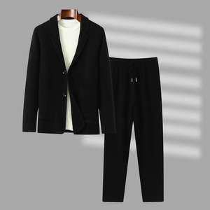 Ensemble de vêtements de sport décontractés pour hommes, sweat-shirt à manches longues ouvert, cardigan uni, respirant, écologique, 100% coton, automne-hiver, collège - Product Image 1