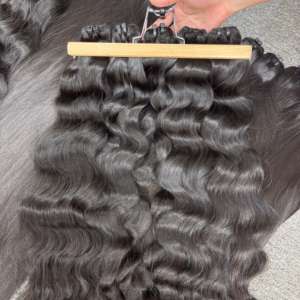 Meilleure qualité 100% vietnamien brut cheveux humains tissage Extension vague naturelle Machine Double trame Double dessiné 100g en gros - Product Image 3