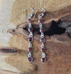 925 Sterling Silver Designer <b>Earrings</b> with Red Tourmaline Gemstone Handmade <b>Dangle</b> Jewelry Wedding Gift - Product Image 3