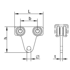 Roulettes de meubles en acier galvanisé jaune 45 kg pour assemblage de rouleaux profilés 100-1110 - Product Image 3