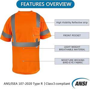 Camisas de Trabajo Reflectantes para Hombre de Alta Demanda con Bolsillo Delantero para Seguridad y Protección - Product Image 4