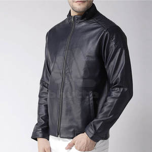 Veste en cuir véritable pour homme, coupe slim, style urbain, personnalisable, en promotion - Product Image 3