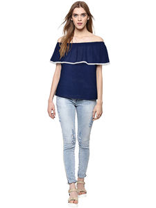 Premium Quality Indian T Shirt <b>for</b> <b>Women</b> High Demand Trendy Knitting <b>Tops</b> Comfortable Regular Wear Applique Short Formal <b>Tops</b> - Product Image 3