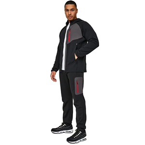 Jet Black & Grey Pinstripe Hoodie Pant Ropa informal de algodón orgánico para hombre Chándal personalizado OEM Diseño de verano e invierno - Product Image 2