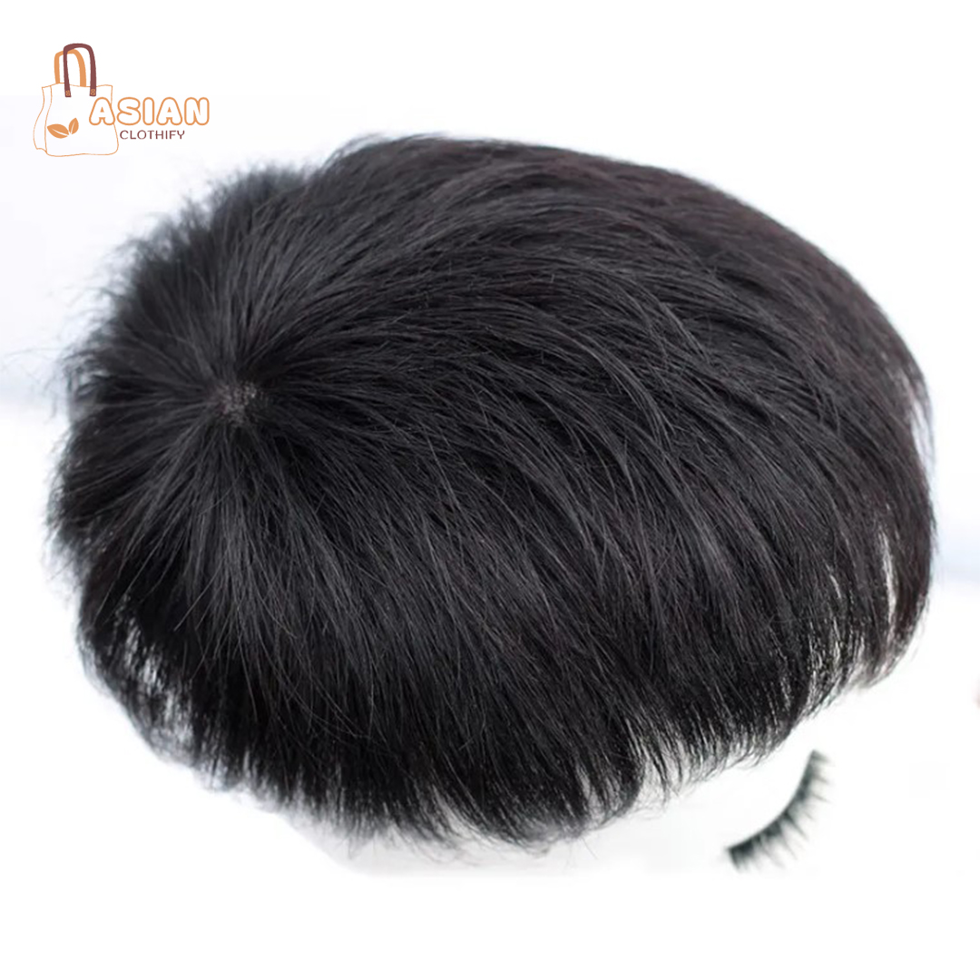 Wholesale 8 Inch New Design Handsome Men Wigs Natural Wig Toupee Synthetic Black Hair Wig for Men at Best Market Price