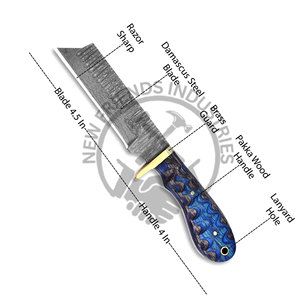 Cuchillo cortador de toro de acero de Damasco hecho a mano OBM DIY Punto de caída para vaquero occidental caza desollado Camping actividades al aire libre - Product Image 3