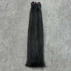 Extensions de cheveux indiens gris foncé, double trame, 100% vierges, cuticules alignées, texture douce, vente en gros, tissage de cheveux - Product Image 1